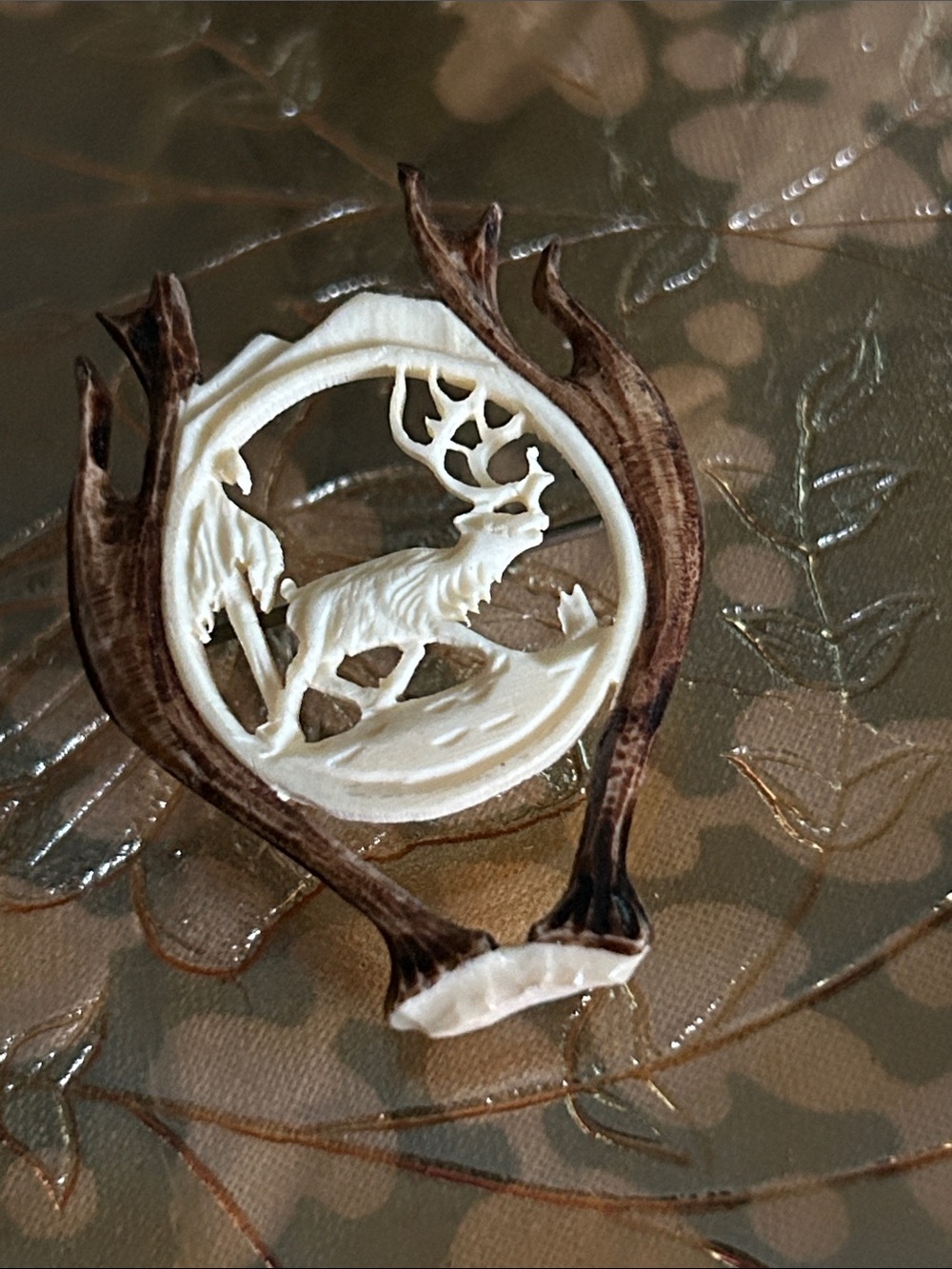 Carved from reindeer Antler - pin